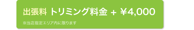 出張料 トリミング料金+¥2,000 ※当店指定エリア内に限ります 出張料 トリミング料金+¥2,000 ※当店指定エリア内に限ります